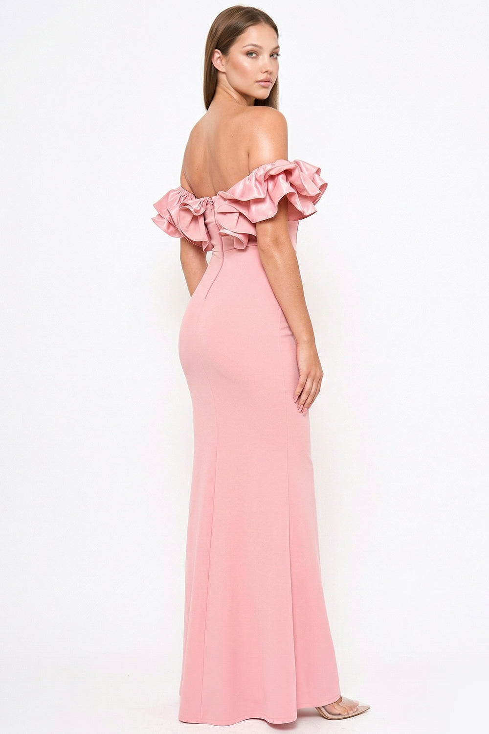 Ruffle Off The Shoulder Maxi Dress
