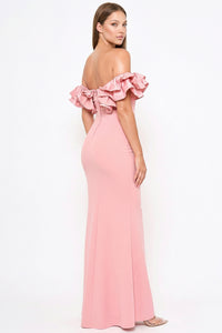 Ruffle Off The Shoulder Maxi Dress