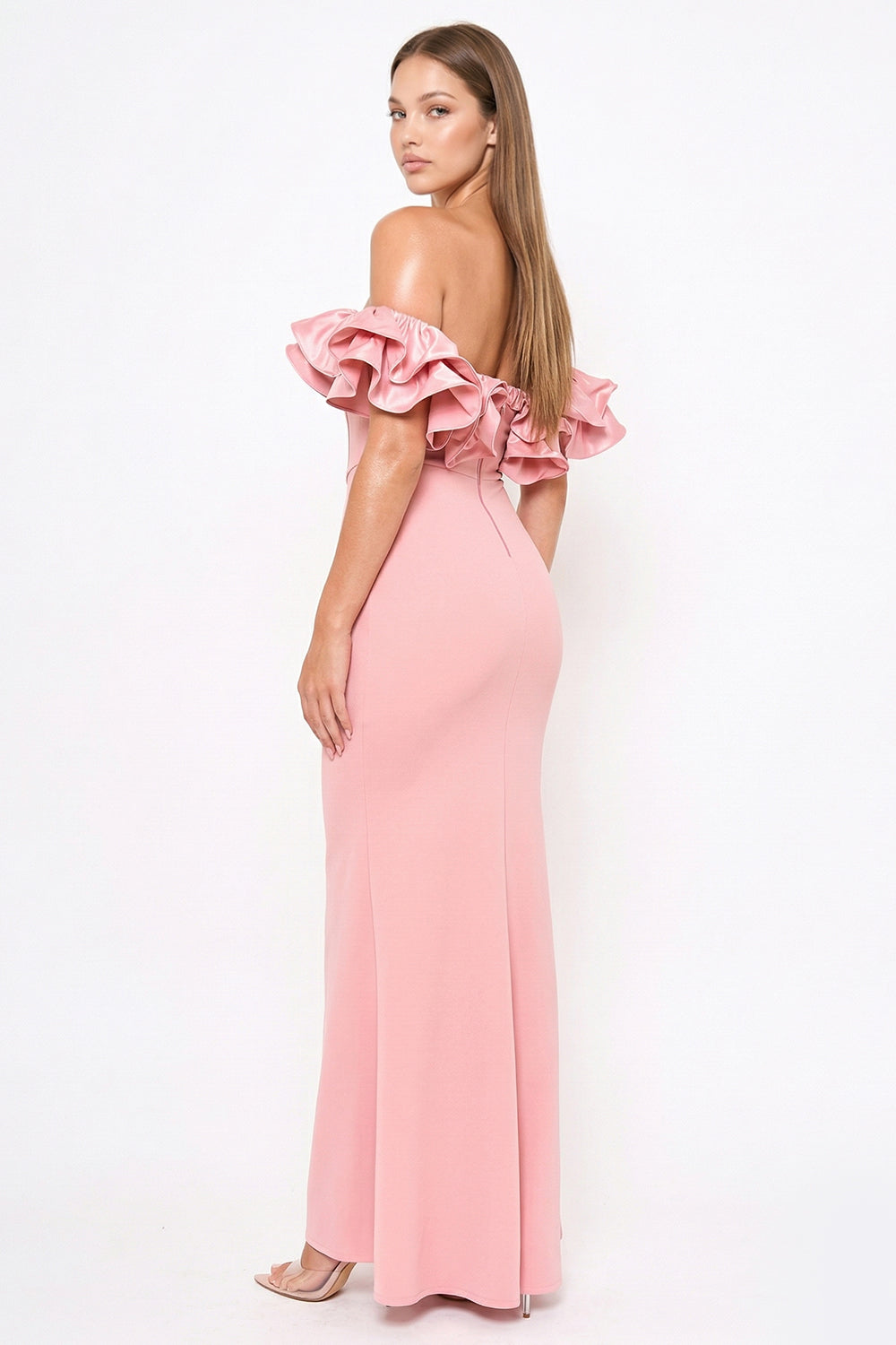 Ruffle Off The Shoulder Maxi Dress