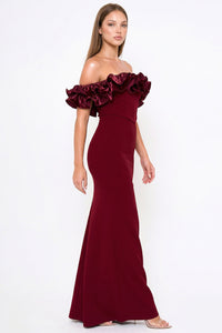 Ruffle Off The Shoulder Maxi Dress