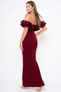 Ruffle Off The Shoulder Maxi Dress