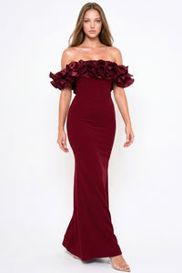 Ruffle Off The Shoulder Maxi Dress
