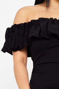 Symphony Dress - Crezia Fabric Ruffle Off The Shoulder Maxi Dress | Zezebe