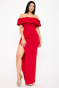 Symphony Dress - Crezia Fabric Ruffle Off The Shoulder Maxi Dress | Zezebe