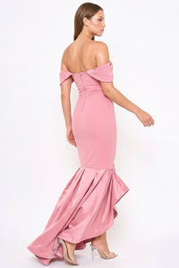 Satin Contrast Bottom Mermaid Maxi Dress