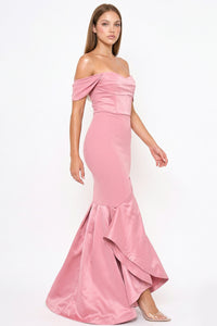 Satin Contrast Bottom Mermaid Maxi Dress