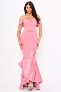 Symphony Dress - Satin Contrast Bottom Mermaid Maxi Dress | Zezebe