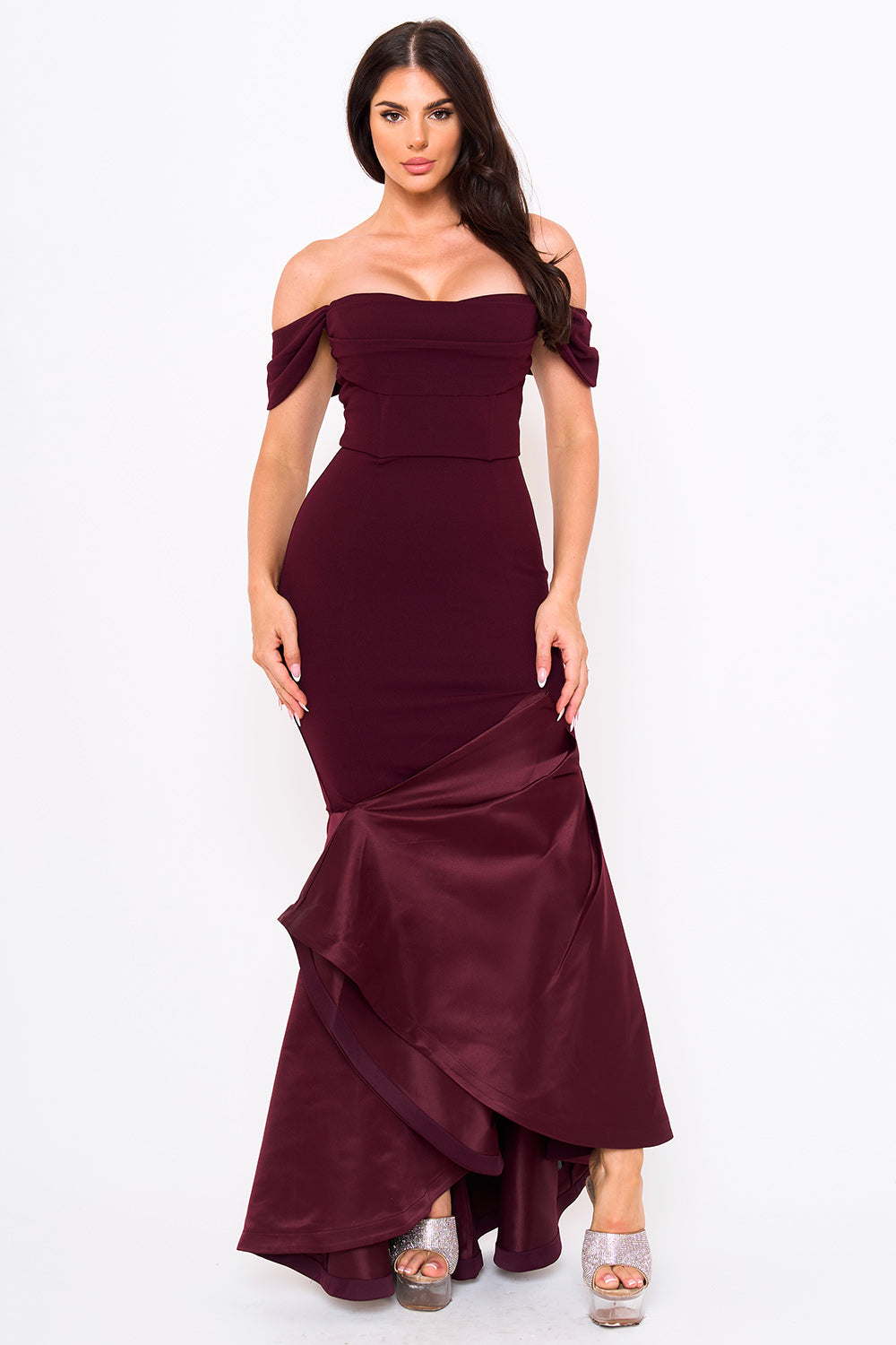 Symphony Dress - Satin Contrast Bottom Mermaid Maxi Dress | Zezebe