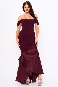 Symphony Dress - Satin Contrast Bottom Mermaid Maxi Dress | Zezebe