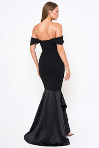 Satin Contrast Bottom Mermaid Maxi Dress