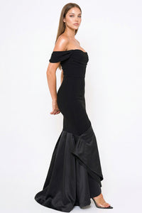 Satin Contrast Bottom Mermaid Maxi Dress