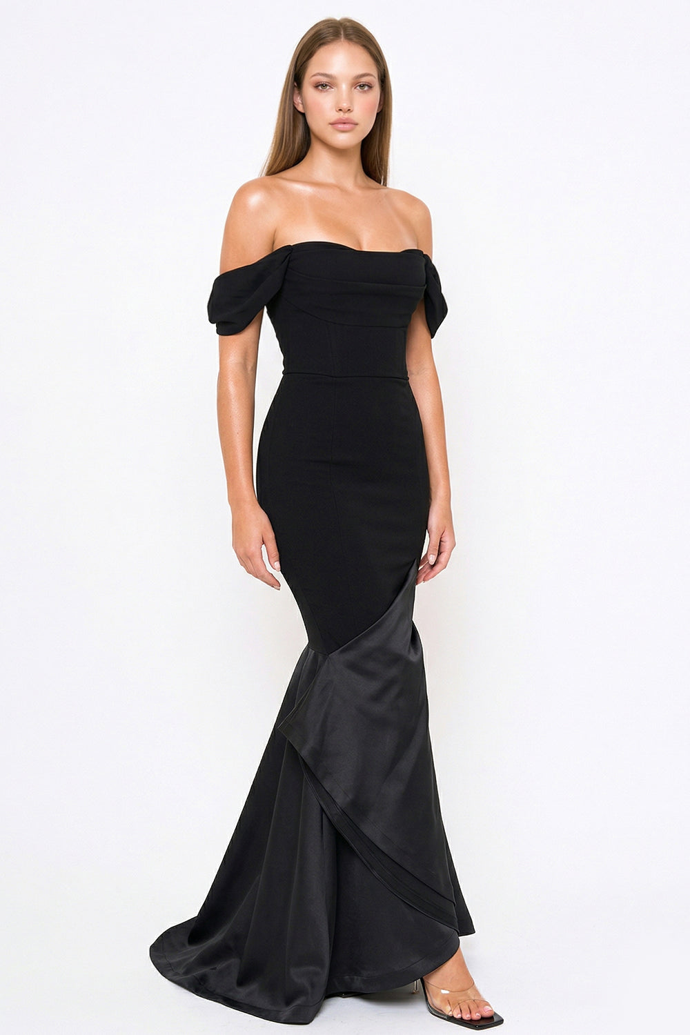 Satin Contrast Bottom Mermaid Maxi Dress