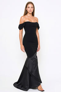 Satin Contrast Bottom Mermaid Maxi Dress