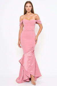 Satin Contrast Bottom Mermaid Maxi Dress