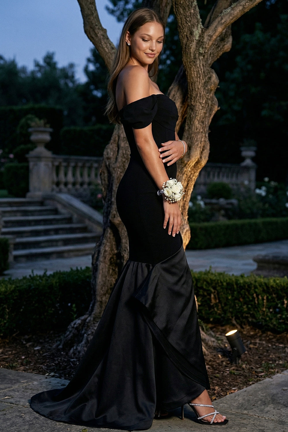 Satin Contrast Bottom Mermaid Maxi Dress