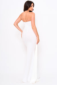 Satin With Contrast Techno Crepe Mermaid Maxi Dress