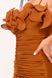 Symphony Dress - Pleated Ruffle On Power Satin Maxi Dress | Zezebe