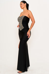 Symphony Dress - Sequin On Satin Maxi Dress | Zezebe