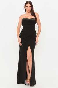 Symphony Dress - Pearl And Rhinestone Embellished Maxi Dress | Zezebe