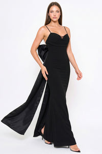 Oversized Ribbon Bow On The Back Detail Mermaid Maxi Dress