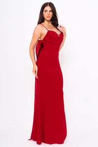 Symphony Dress - Oversized Ribbon Bow On The Back Detail Mermaid Maxi Dress | Zezebe