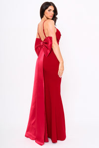 Symphony Dress - Oversized Ribbon Bow On The Back Detail Mermaid Maxi Dress | Zezebe