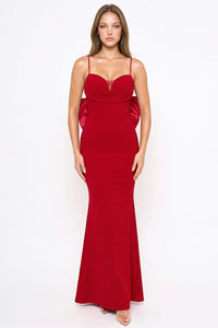 Oversized Ribbon Bow On The Back Detail Mermaid Maxi Dress