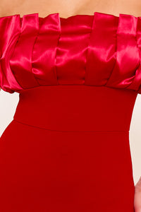 Symphony Dress - Satin Ruffle And Techno Crepe Contrast Maxi Dress | Zezebe