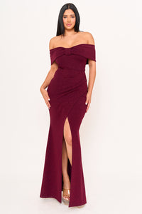 Symphony Dress - Glitter Bow Front Off The Shoulder Maxi Dress | Zezebe