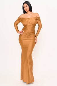 Symphony Dress - Pleated Details On Stretch Satin Mermaid Maxi Dress | Zezebe