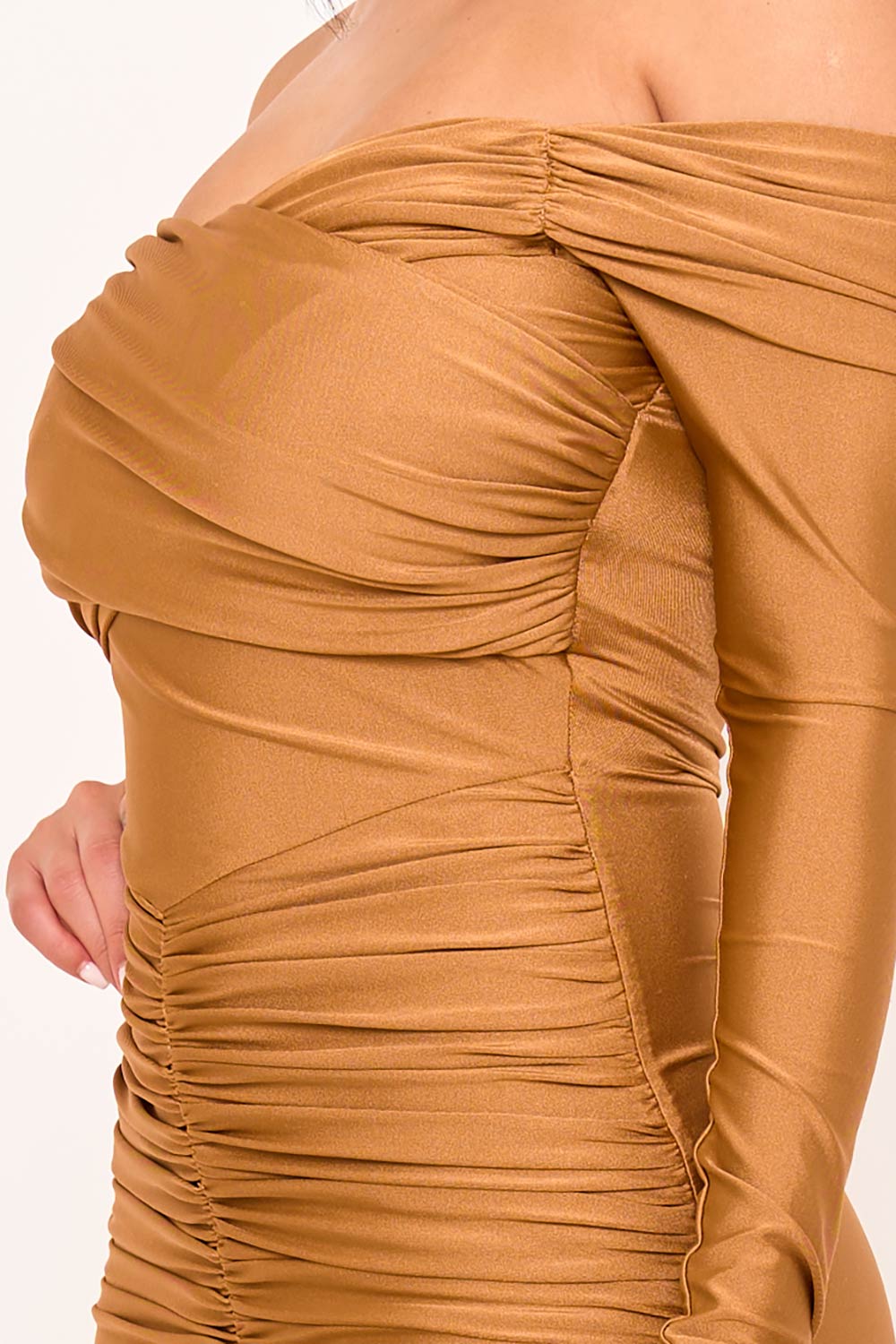 Symphony Dress - Pleated Details On Stretch Satin Mermaid Maxi Dress | Zezebe