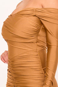 Symphony Dress - Pleated Details On Stretch Satin Mermaid Maxi Dress | Zezebe