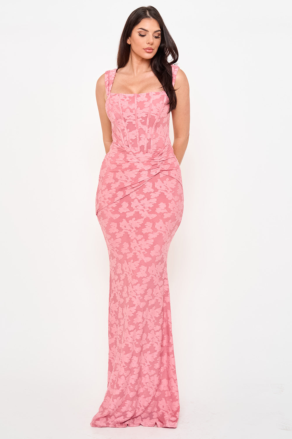 Symphony Dress - Bustier Bodice With Twist On The Side Maxi Dress | Zezebe