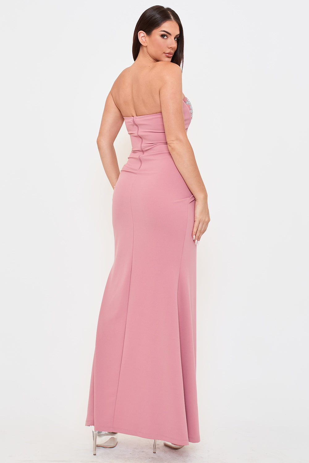 Symphony Dress - Rhinestone Bustier Top With Mermaid Like Maxi Dress | Zezebe