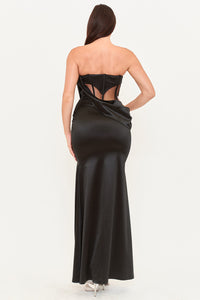 Symphony Dress - Satin With Mesh Paneled Maxi Dress | Zezebe