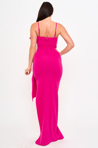 Symphony Dress - Tulle Mesh Folded Ruffle On The Side Maxi Dress | Zezebe