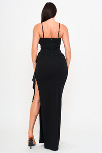 Symphony Dress - Tulle Mesh Folded Ruffle On The Side Maxi Dress | Zezebe