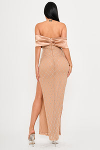 Symphony Dress - Diamond Patterned Rhinestone Maxi Dress | Zezebe