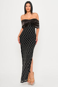 Symphony Dress - Diamond Patterned Rhinestone Maxi Dress | Zezebe