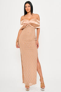 Symphony Dress - Diamond Patterned Rhinestone Maxi Dress | Zezebe