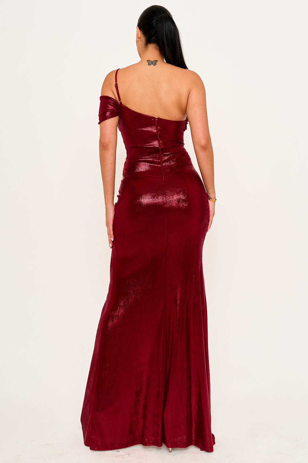 Symphony Dress - Faux Pearl Beaded On Foil Maxi Dress | Zezebe