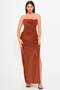 Symphony Dress - Metallic Knit Stretchy Maxi Dress | Zezebe