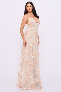Mesh Tape Floral Patterned Maxi Dress