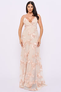 Mesh Tape Floral Patterned Maxi Dress