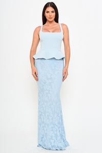 Symphony Dress - Lace Skirt Peplum Maxi Dress | Zezebe