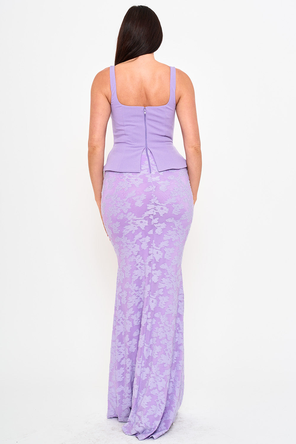 Symphony Dress - Lace Skirt Peplum Maxi Dress | Zezebe