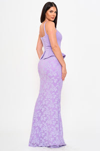 Symphony Dress - Lace Skirt Peplum Maxi Dress | Zezebe