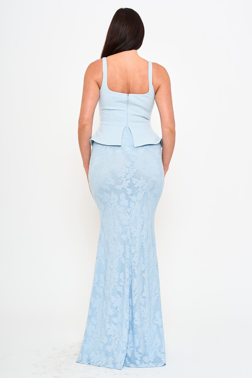 Symphony Dress - Lace Skirt Peplum Maxi Dress | Zezebe