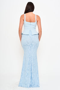 Symphony Dress - Lace Skirt Peplum Maxi Dress | Zezebe