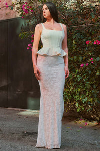 Symphony Dress - Lace Skirt Peplum Maxi Dress | Zezebe